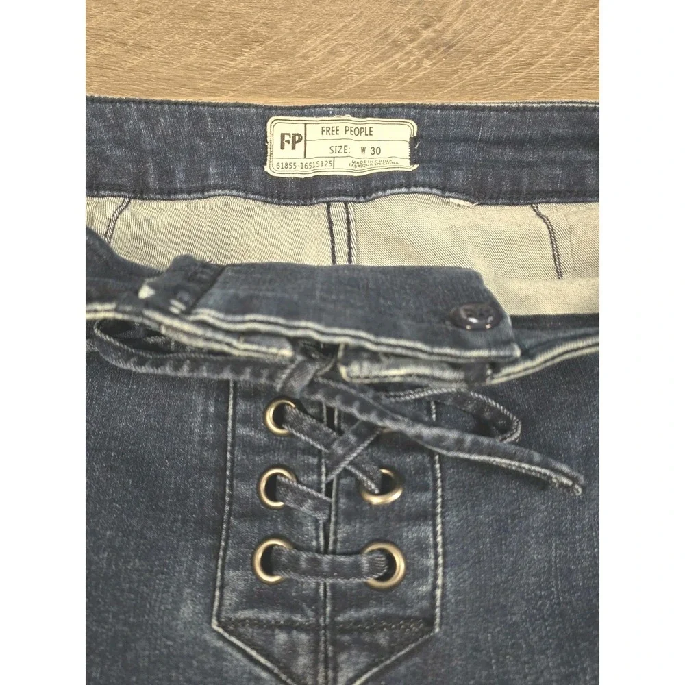 Free People Jeans Womens 30 Blue Denim‎ High Rise Tie Closure Stretch 30